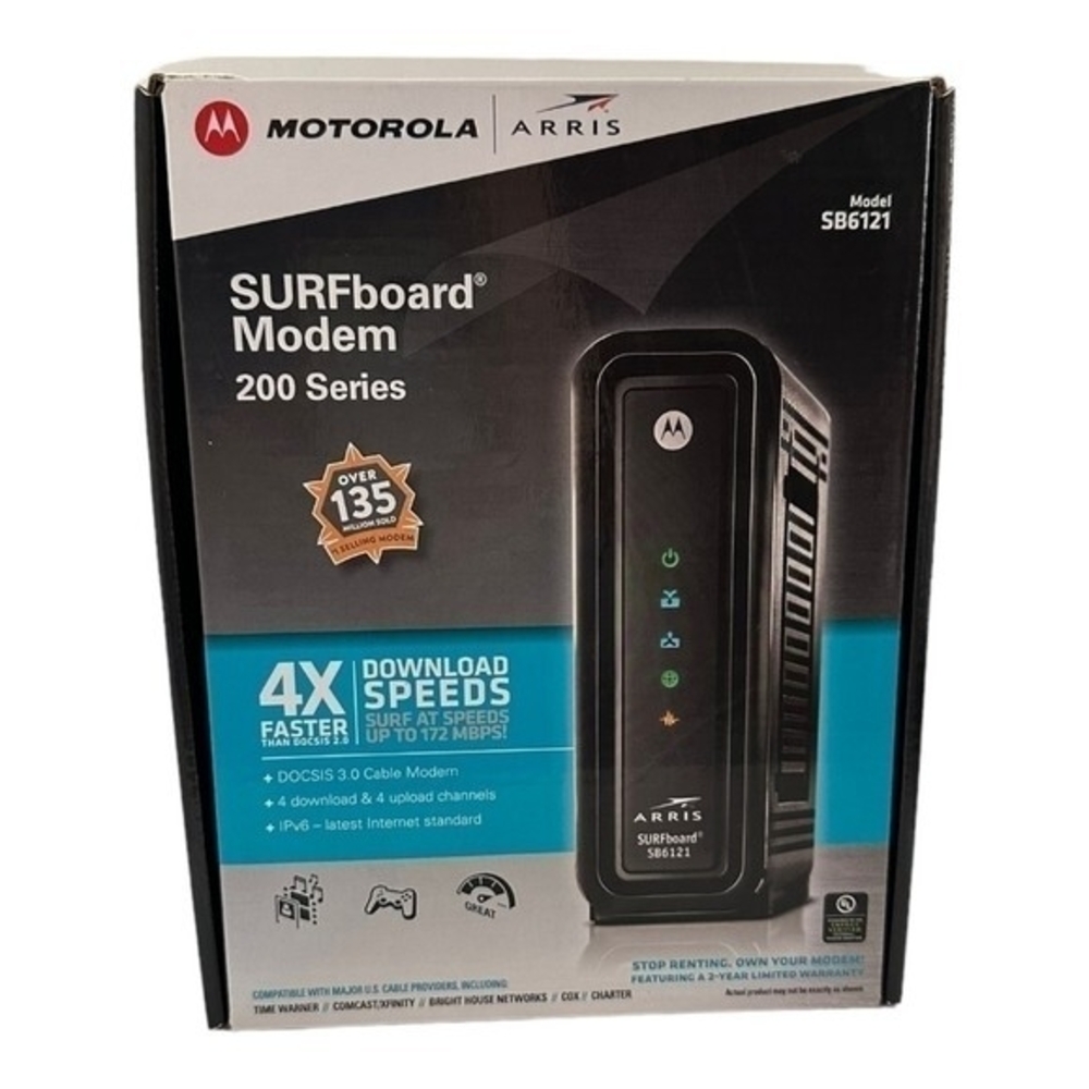 ARRIS Motorola SB6121 SURFboard DOCSIS 3.0 Cable Modem Black Open Box